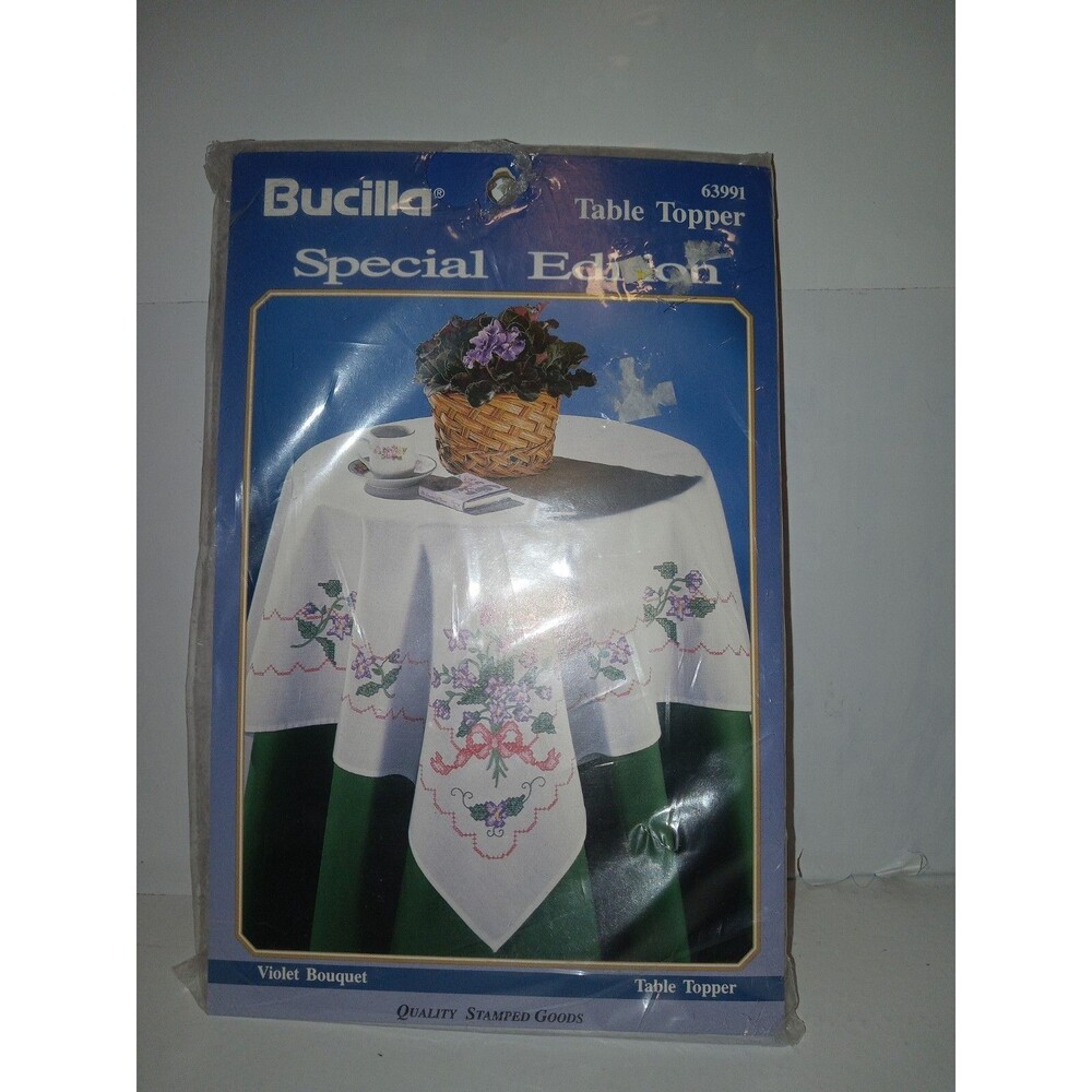Bucilla Table Topper 63991  Special Edition Violet Bouquet Vintage 1993